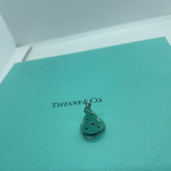 Tiffany & Co. Sterling Silver Blue Enamel Party Hat Birthday Charm - Picture 2 of 11